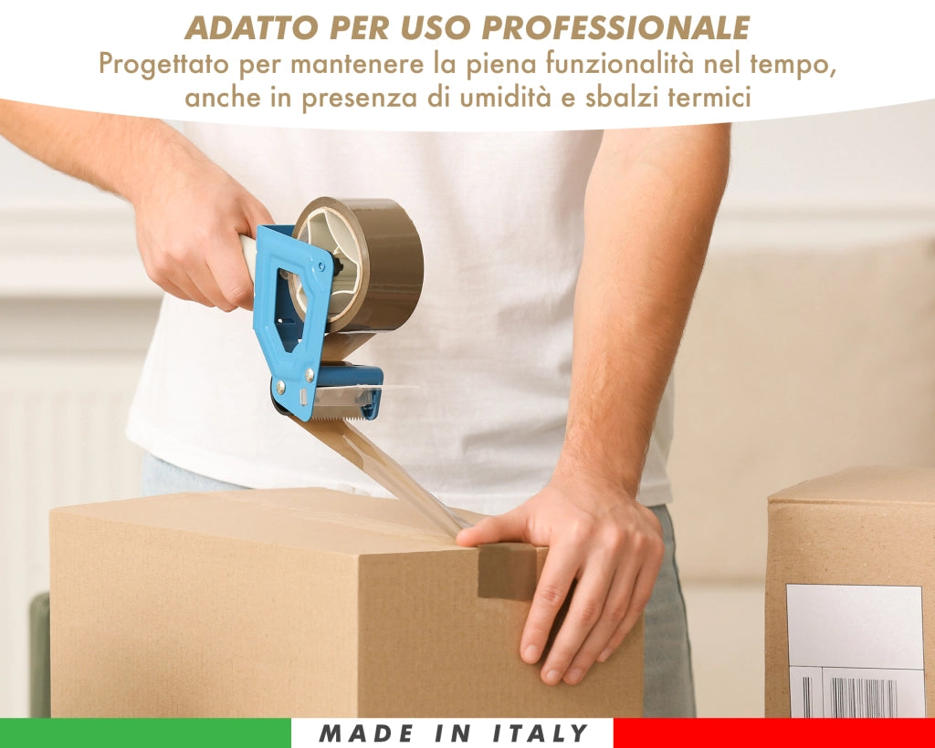 Nastro Adesivo Da Imballaggio Pacchi 50mm x 66 Metri Acrilico Resistente All'Acqua Silenzioso Sigilla Spedizioni Protezione Per Trasloco Prodotto Italiano Avana - 12 Rotoli