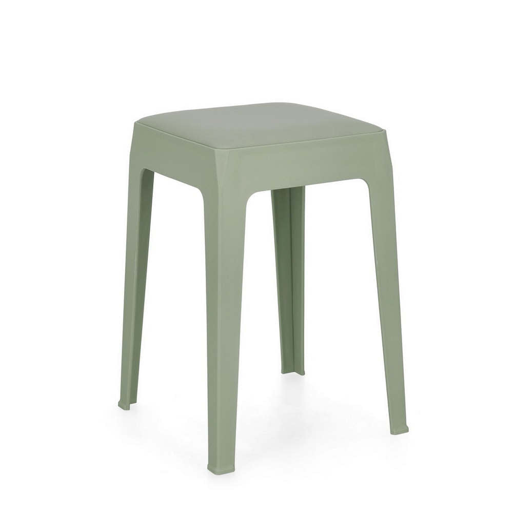 Sgabello in Plastica con Seduta Imbottita Bunny Impilabile Bizzotto Colore: Salvia