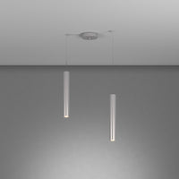 Lampadario Industrial-Minimal Xeana Metallo Grigio 2 Luci Gu10