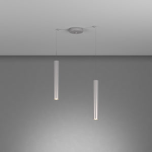 Lampadario Industrial-Minimal Xeana Metallo Grigio 2 Luci Gu10