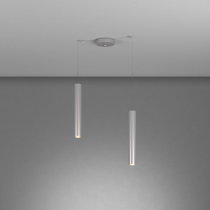 Lampadario Industrial-Minimal Xeana Metallo Grigio 2 Luci Gu10