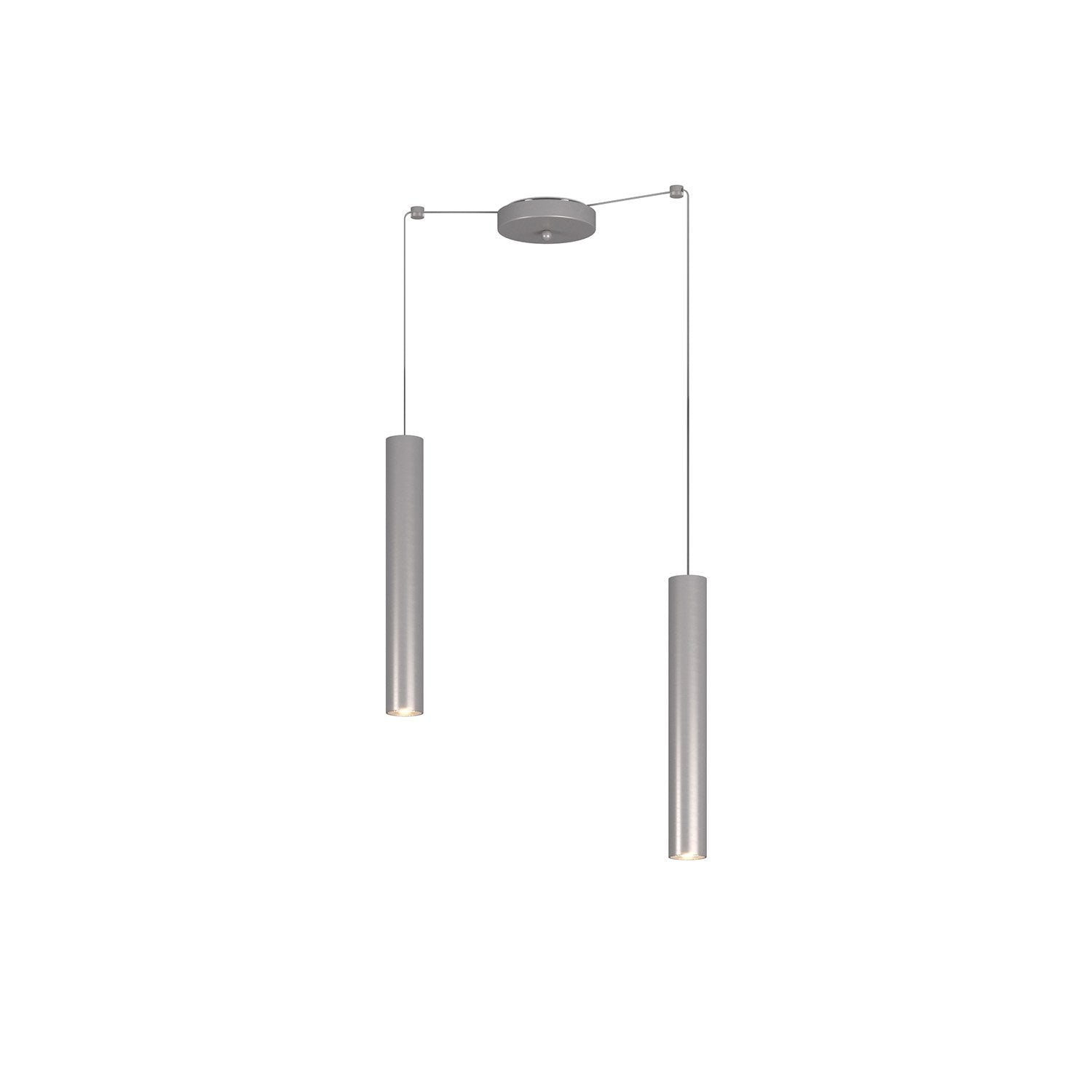 Lampadario Industrial-Minimal Xeana Metallo Grigio 2 Luci Gu10