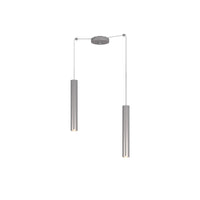 Lampadario Industrial-Minimal Xeana Metallo Grigio 2 Luci Gu10