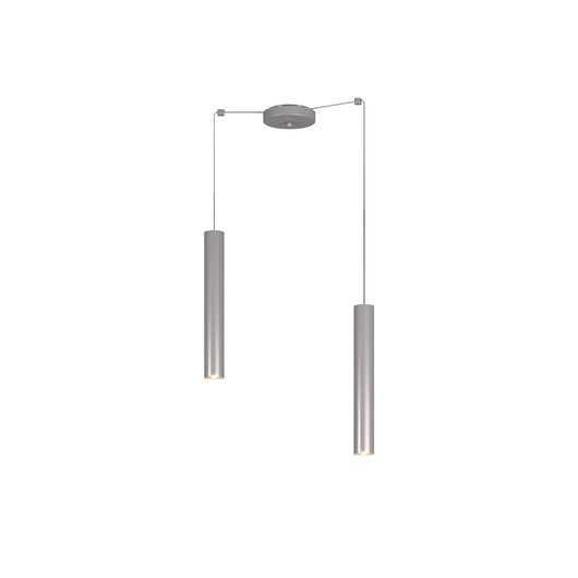 Lampadario Industrial-Minimal Xeana Metallo Grigio 2 Luci Gu10