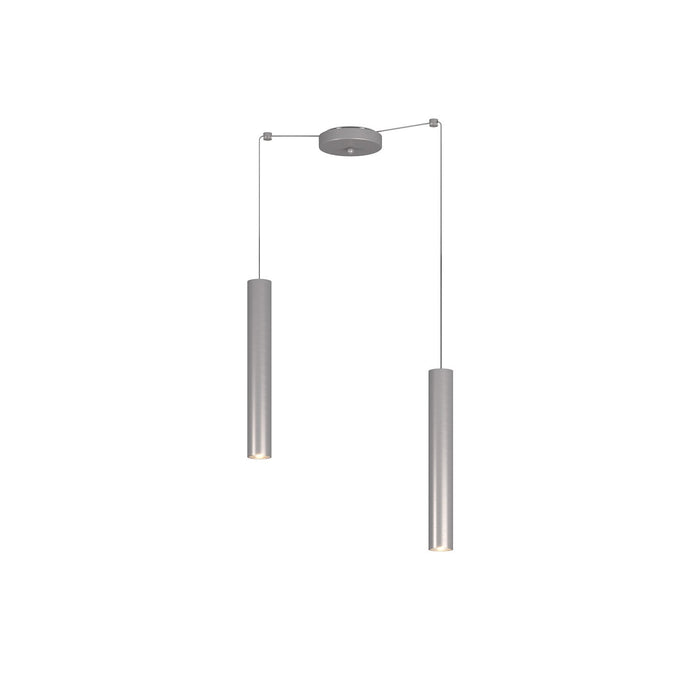 Lampadario Industrial-Minimal Xeana Metallo Grigio 2 Luci Gu10