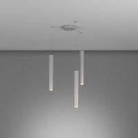 Lampadario Industrial-Minimal Xeana Metallo Grigio 3 Luci Gu10