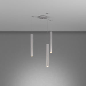 Lampadario Industrial-Minimal Xeana Metallo Grigio 3 Luci Gu10