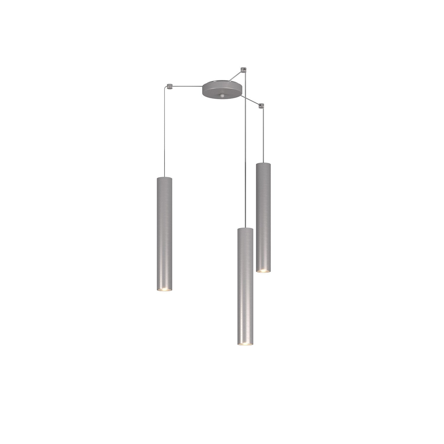 Lampadario Industrial-Minimal Xeana Metallo Grigio 3 Luci Gu10