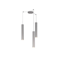 Lampadario Industrial-Minimal Xeana Metallo Grigio 3 Luci Gu10