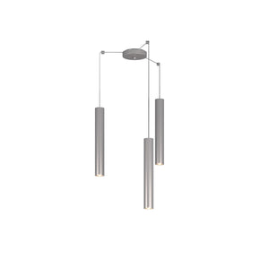 Lampadario Industrial-Minimal Xeana Metallo Grigio 3 Luci Gu10