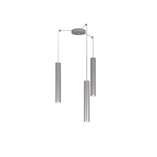 Lampadario Industrial-Minimal Xeana Metallo Grigio 3 Luci Gu10