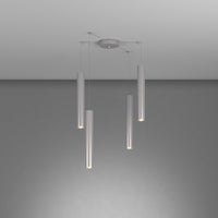 Lampadario Industrial-Minimal Xeana Metallo Grigio 4 Luci Gu10