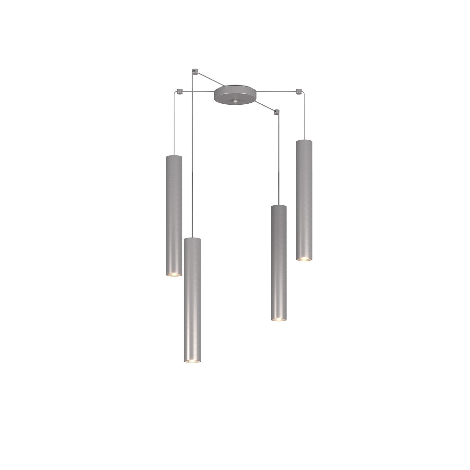 Lampadario Industrial-Minimal Xeana Metallo Grigio 4 Luci Gu10