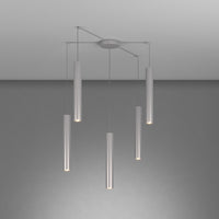 Lampadario Industrial-Minimal Xeana Metallo Grigio 5 Luci Gu10