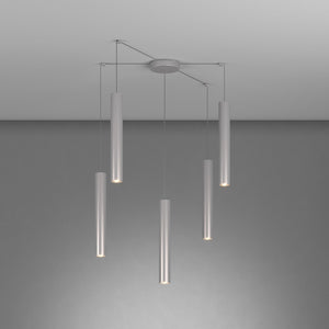 Lampadario Industrial-Minimal Xeana Metallo Grigio 5 Luci Gu10