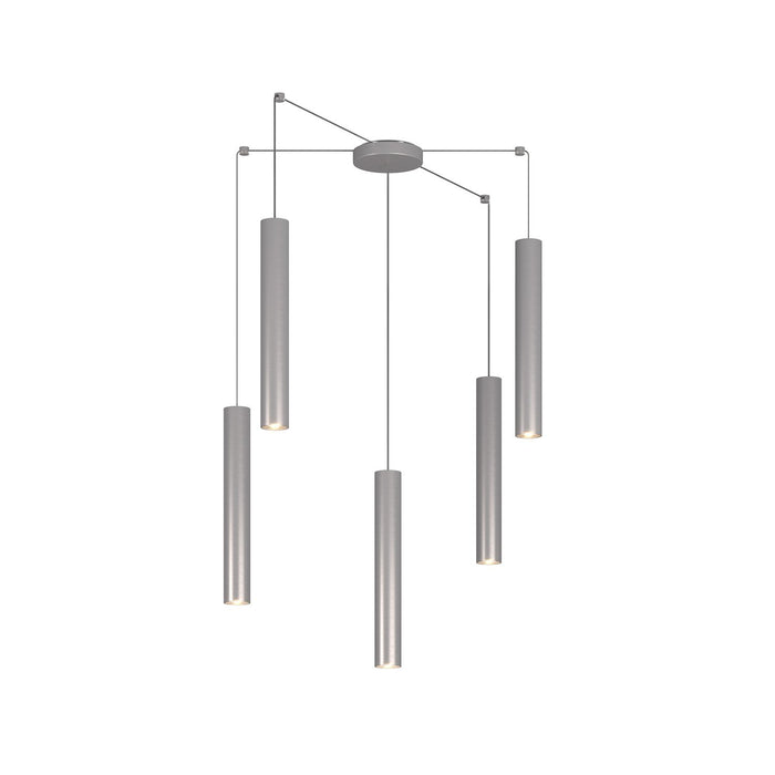 Lampadario Industrial-Minimal Xeana Metallo Grigio 5 Luci Gu10
