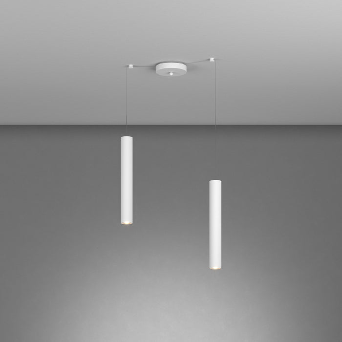 Lampadario Industrial-Minimal Xeana Metallo Bianco 2 Luci Gu10