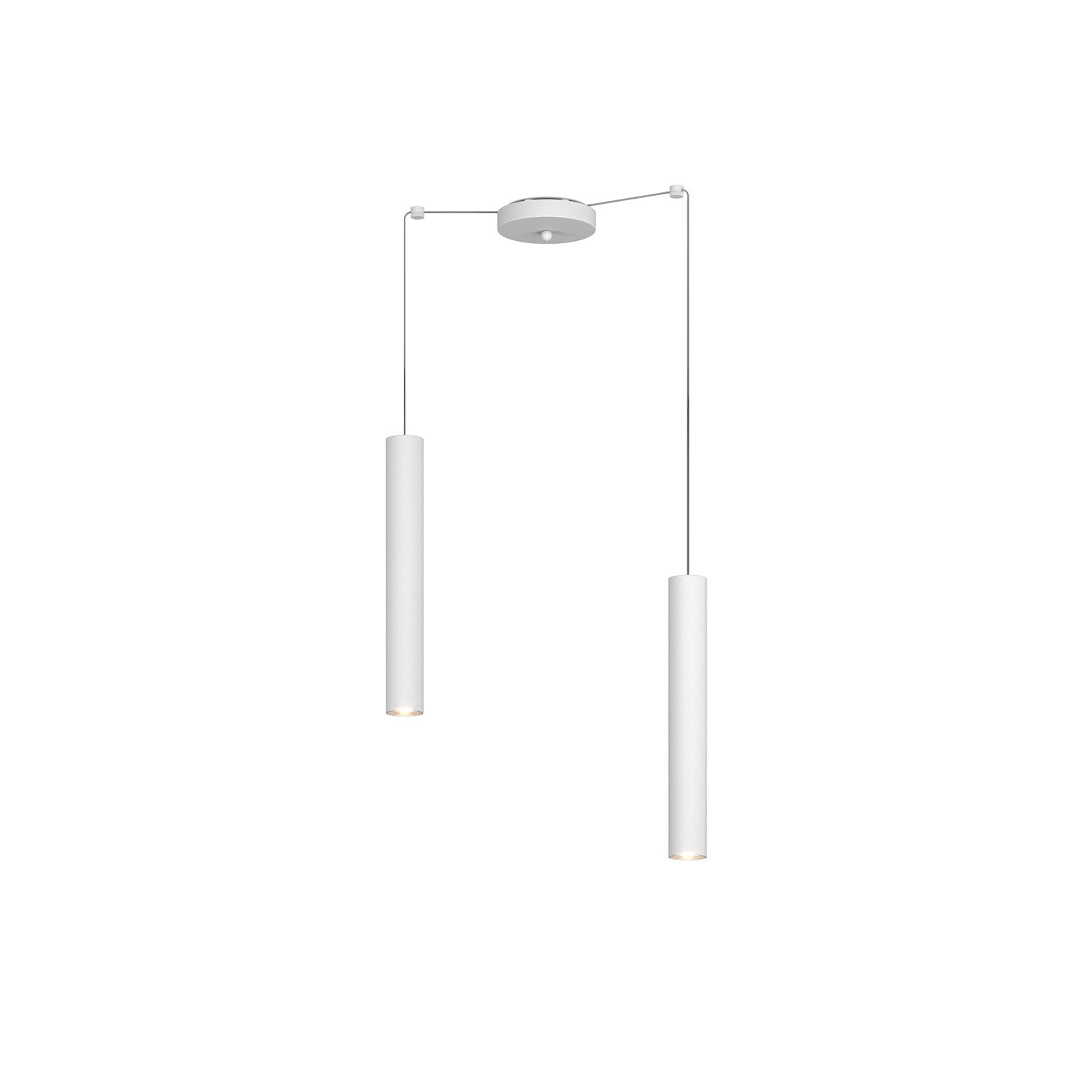 Lampadario Industrial-Minimal Xeana Metallo Bianco 2 Luci Gu10