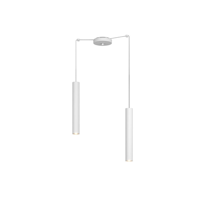 Lampadario Industrial-Minimal Xeana Metallo Bianco 2 Luci Gu10