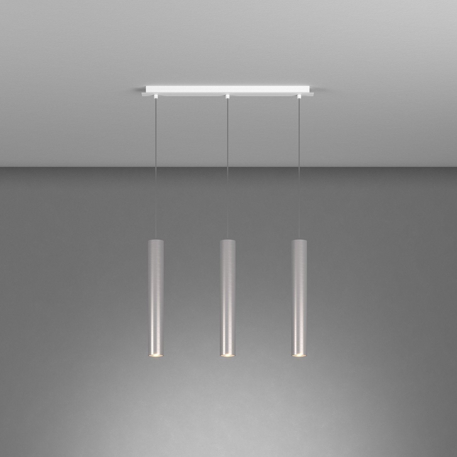 Lampadario Industrial-Minimal Xeana Metallo Bianco Alluminio 3 Luci Gu10