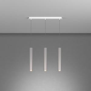 Lampadario Industrial-Minimal Xeana Metallo Bianco Alluminio 3 Luci Gu10