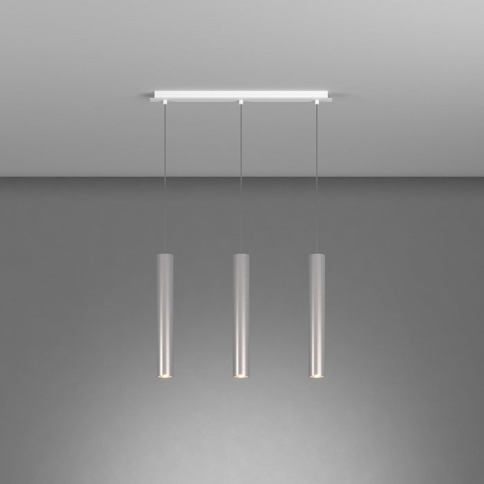 Lampadario Industrial-Minimal Xeana Metallo Bianco Alluminio 3 Luci Gu10