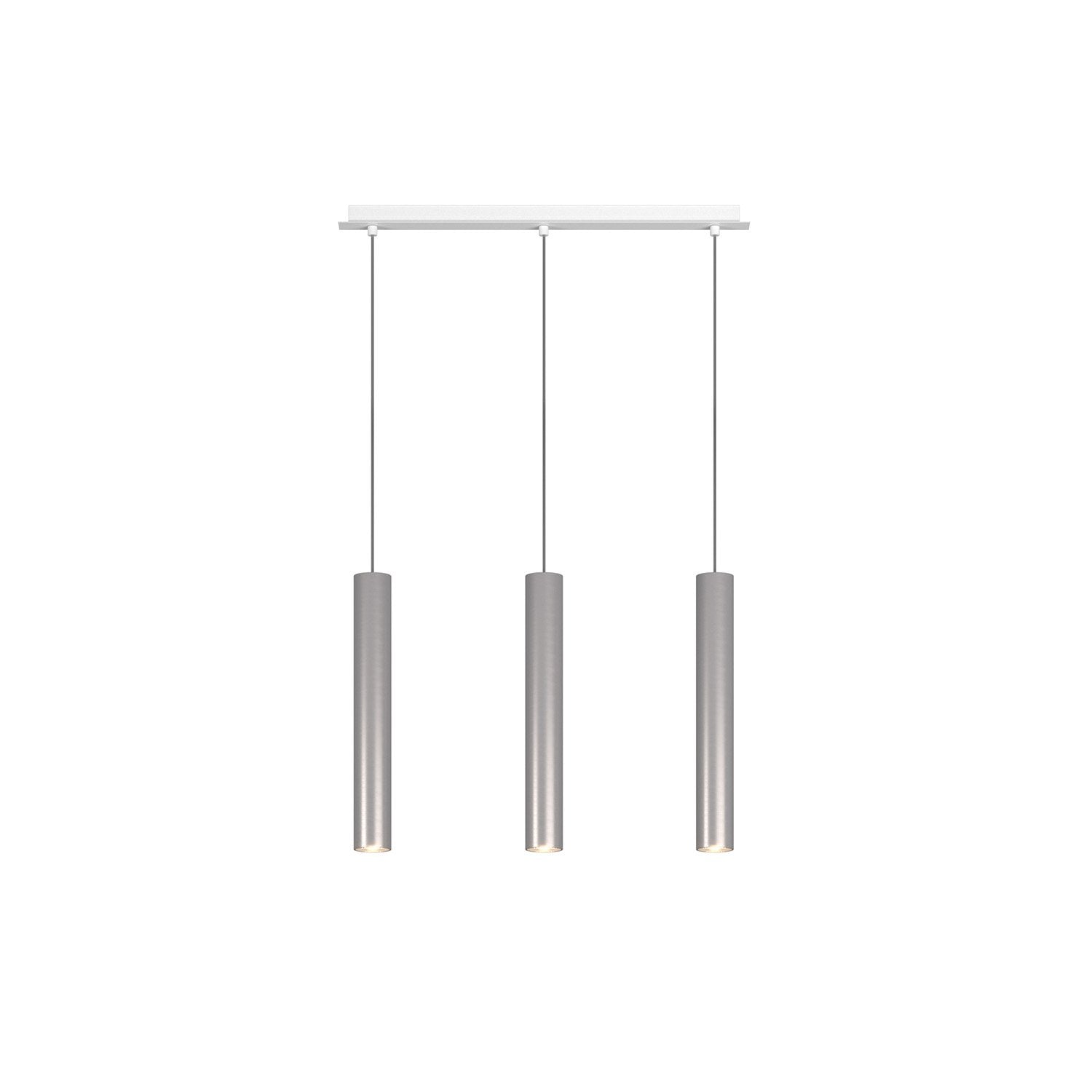 Lampadario Industrial-Minimal Xeana Metallo Bianco Alluminio 3 Luci Gu10