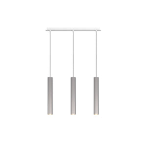 Lampadario Industrial-Minimal Xeana Metallo Bianco Alluminio 3 Luci Gu10