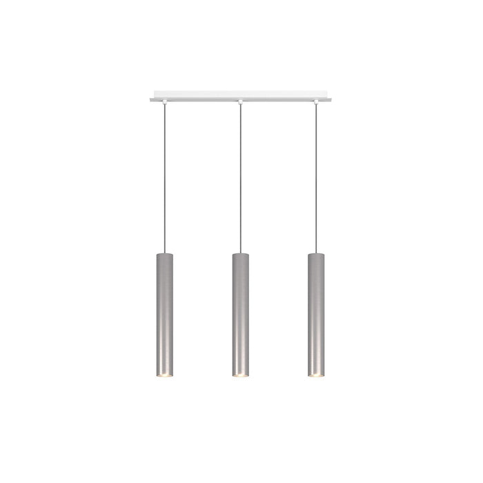 Lampadario Industrial-Minimal Xeana Metallo Bianco Alluminio 3 Luci Gu10