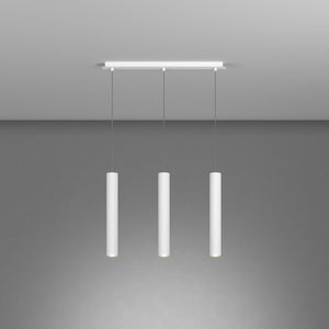 Lampadario Rettangolare Industrial-Minimal Xeana Metallo Bianco 3 Luci Gu10
