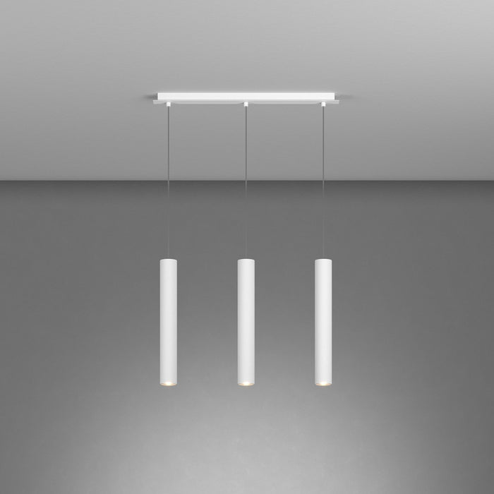 Lampadario Rettangolare Industrial-Minimal Xeana Metallo Bianco 3 Luci Gu10