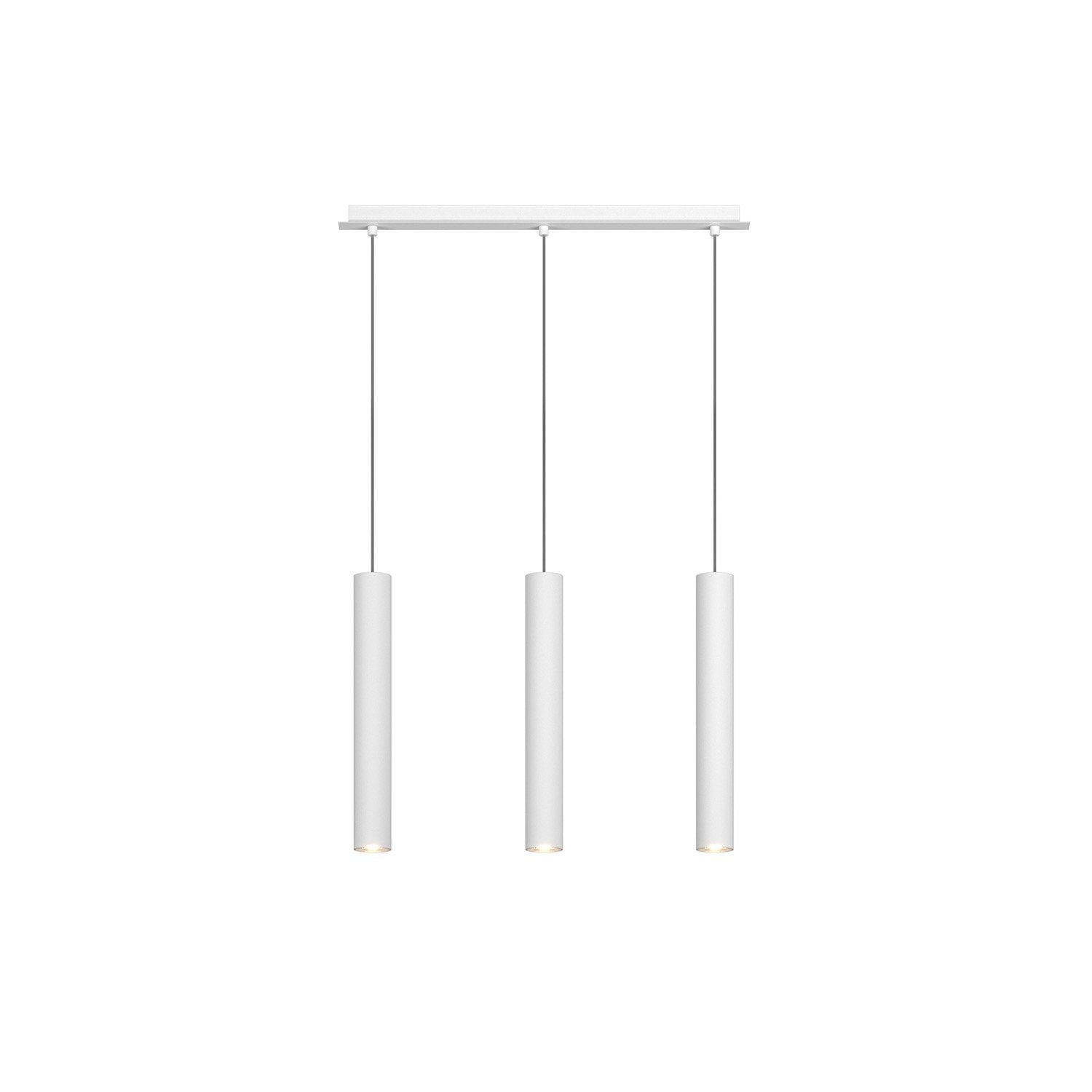 Lampadario Rettangolare Industrial-Minimal Xeana Metallo Bianco 3 Luci Gu10