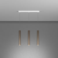 Lampadario Industrial-Minimal Xeana Metallo Bianco Bronzo 3 Luci Gu10