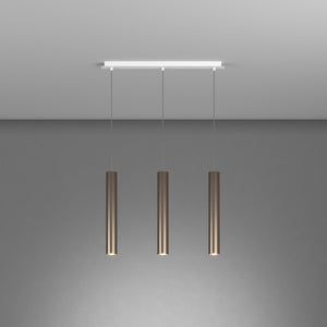 Lampadario Industrial-Minimal Xeana Metallo Bianco Bronzo 3 Luci Gu10