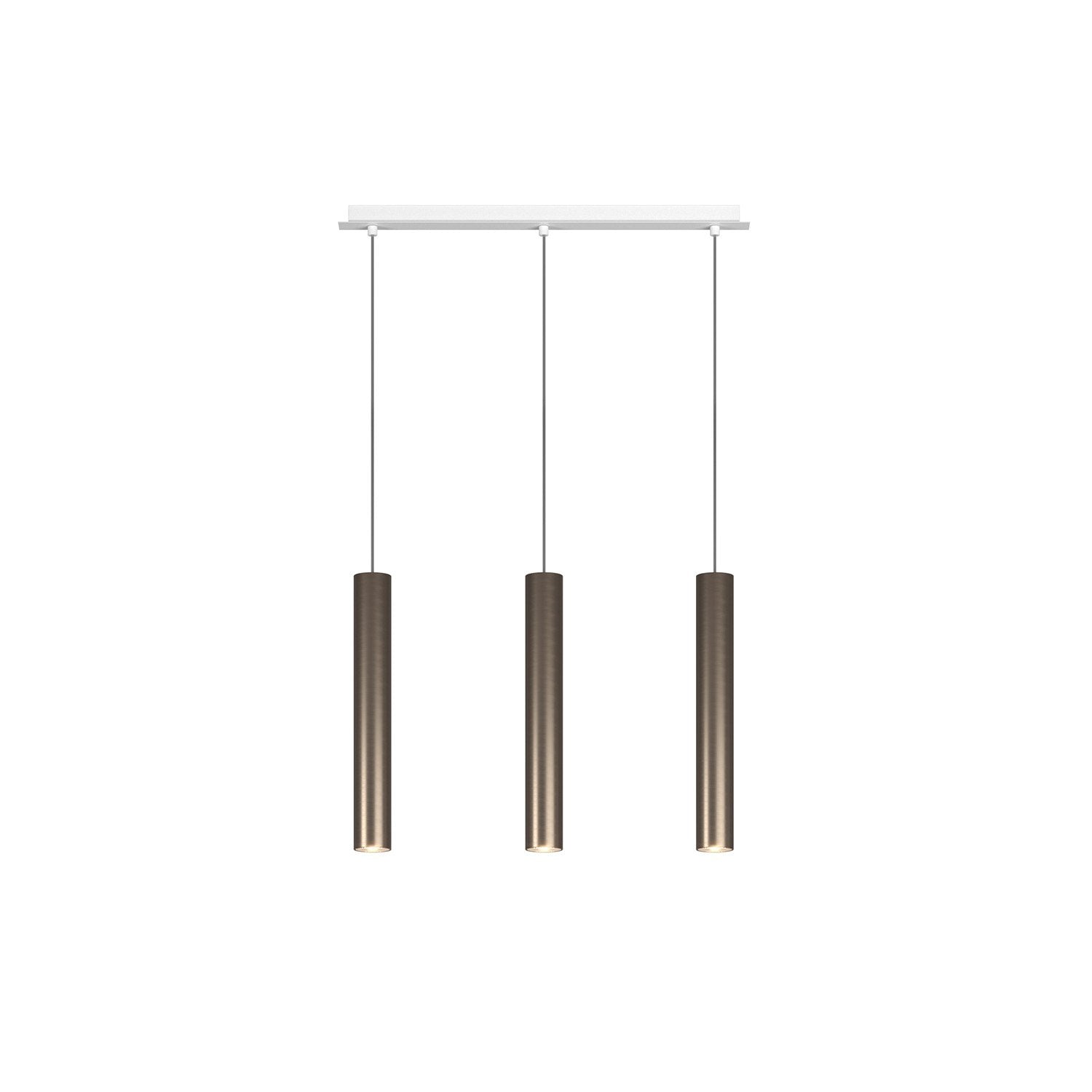 Lampadario Industrial-Minimal Xeana Metallo Bianco Bronzo 3 Luci Gu10