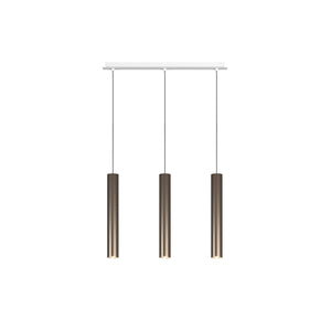 Lampadario Industrial-Minimal Xeana Metallo Bianco Bronzo 3 Luci Gu10