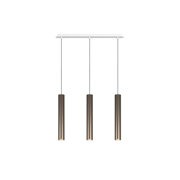 Lampadario Industrial-Minimal Xeana Metallo Bianco Bronzo 3 Luci Gu10