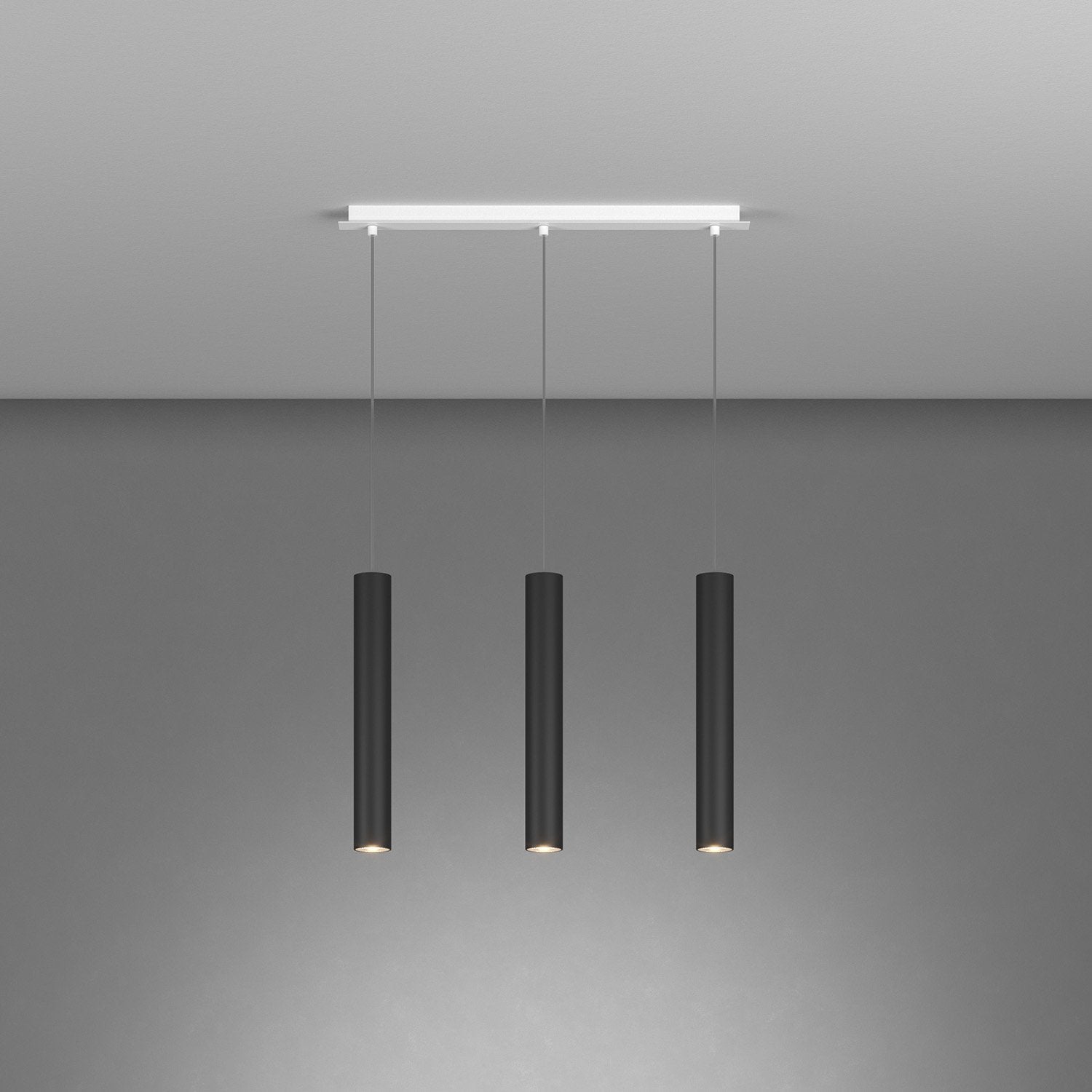 Lampadario Industrial-Minimal Xeana Metallo Bianco Nero 3 Luci Gu10