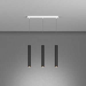 Lampadario Industrial-Minimal Xeana Metallo Bianco Nero 3 Luci Gu10