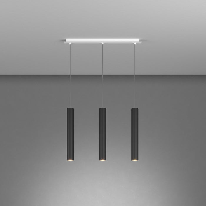 Lampadario Industrial-Minimal Xeana Metallo Bianco Nero 3 Luci Gu10