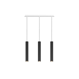 Lampadario Industrial-Minimal Xeana Metallo Bianco Nero 3 Luci Gu10