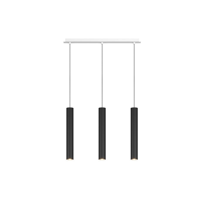 Lampadario Industrial-Minimal Xeana Metallo Bianco Nero 3 Luci Gu10