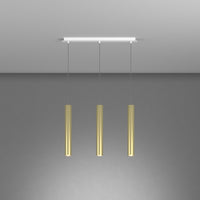 Lampadario Industrial-Minimal Xeana Metallo Bianco Ottone 3 Luci Gu10