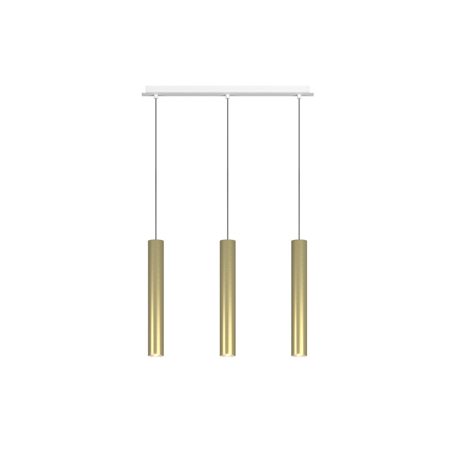 Lampadario Industrial-Minimal Xeana Metallo Bianco Ottone 3 Luci Gu10