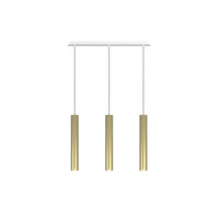 Lampadario Industrial-Minimal Xeana Metallo Bianco Ottone 3 Luci Gu10