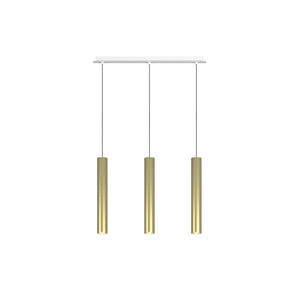 Lampadario Industrial-Minimal Xeana Metallo Bianco Ottone 3 Luci Gu10