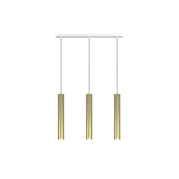 Lampadario Industrial-Minimal Xeana Metallo Bianco Ottone 3 Luci Gu10
