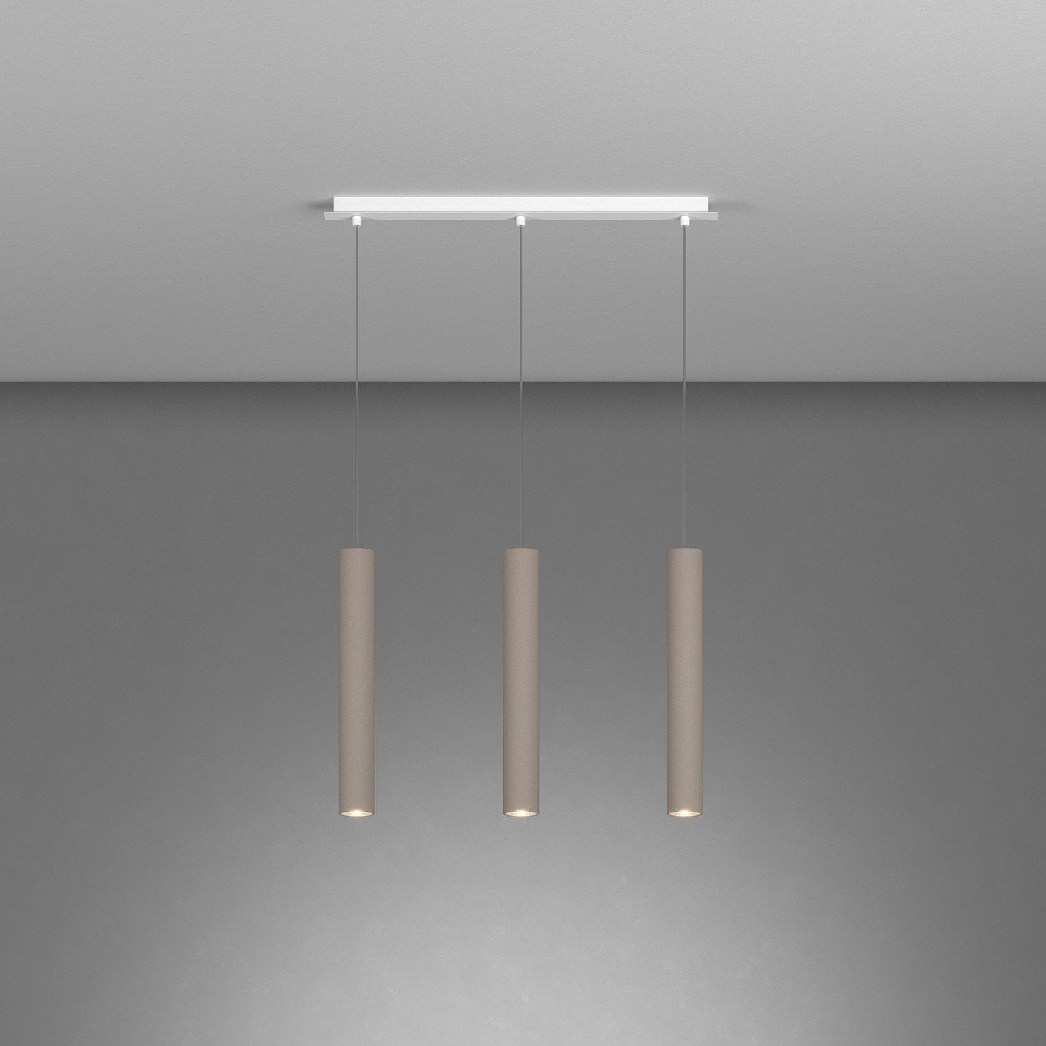 Lampadario Industrial-Minimal Xeana Metallo Bianco Marrone 3 Luci Gu10