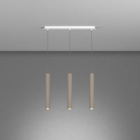Lampadario Industrial-Minimal Xeana Metallo Bianco Marrone 3 Luci Gu10