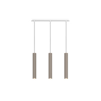 Lampadario Industrial-Minimal Xeana Metallo Bianco Marrone 3 Luci Gu10